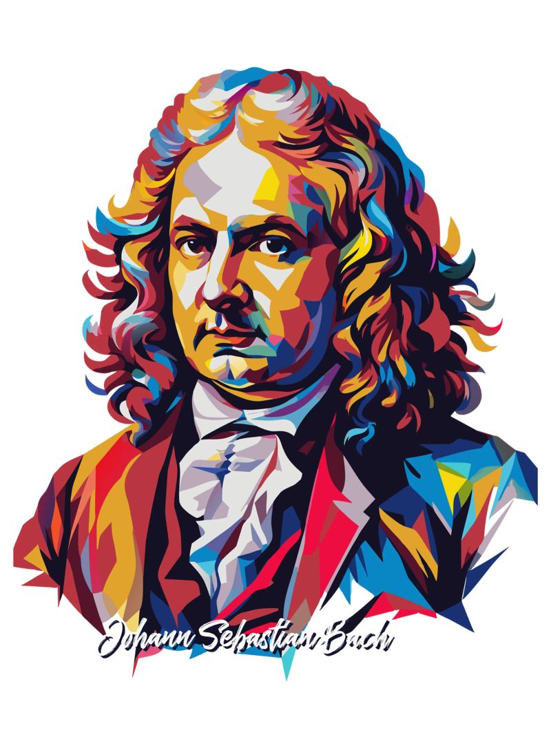 Johann Sebastian Bach in WPAP Pop Art poster da vectorartnesia