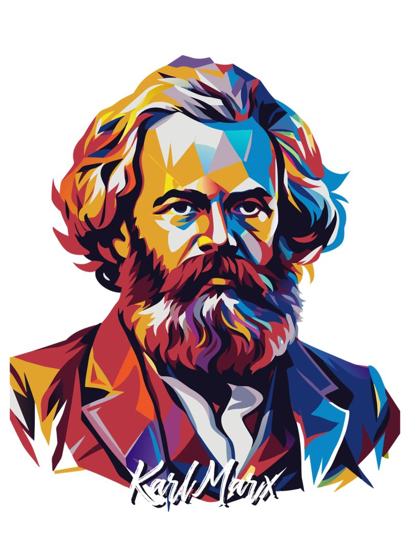 Karl Marx in WPAP Pop Art pellicola backlit da vectorartnesia