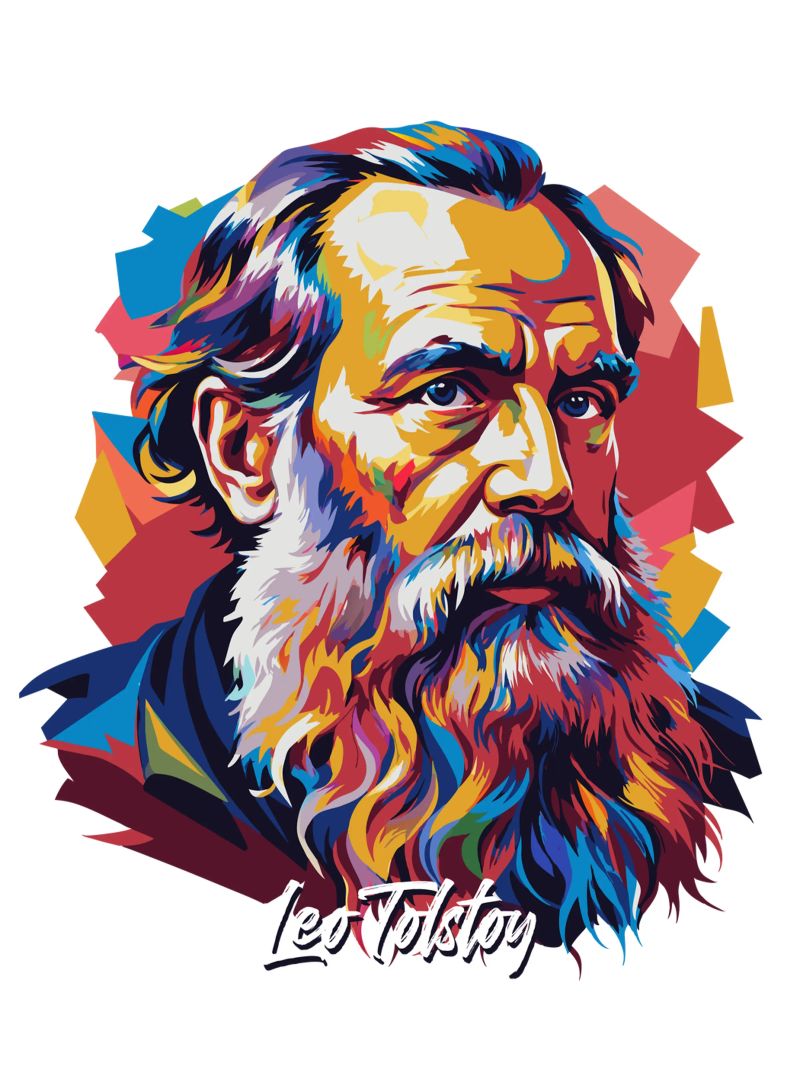 Leo Tolstoy in WPAP Pop Art pellicola backlit da vectorartnesia