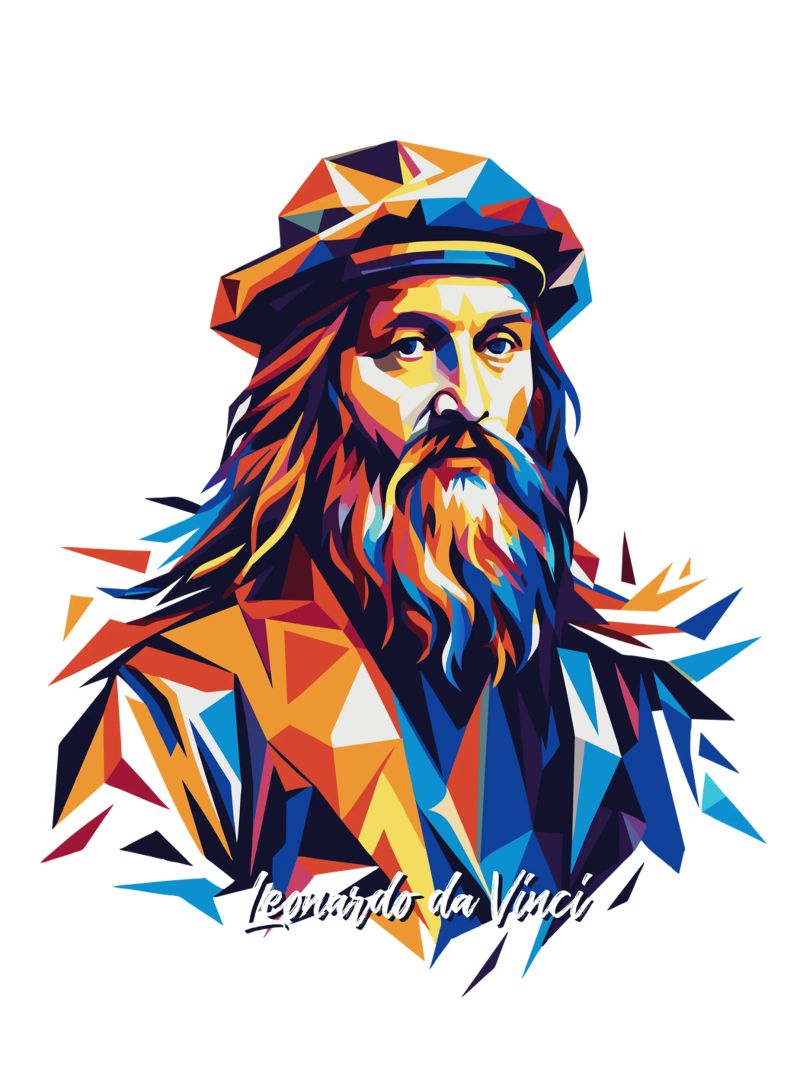 Leonardo da Vinci in WPAP Pop Art pellicola backlit da vectorartnesia