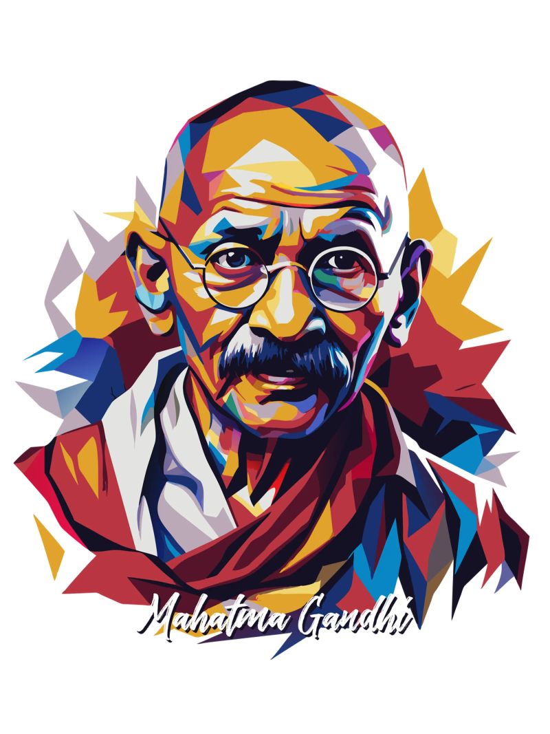 Mahatma Gandhi WPAP Pop Art pellicola backlit da vectorartnesia