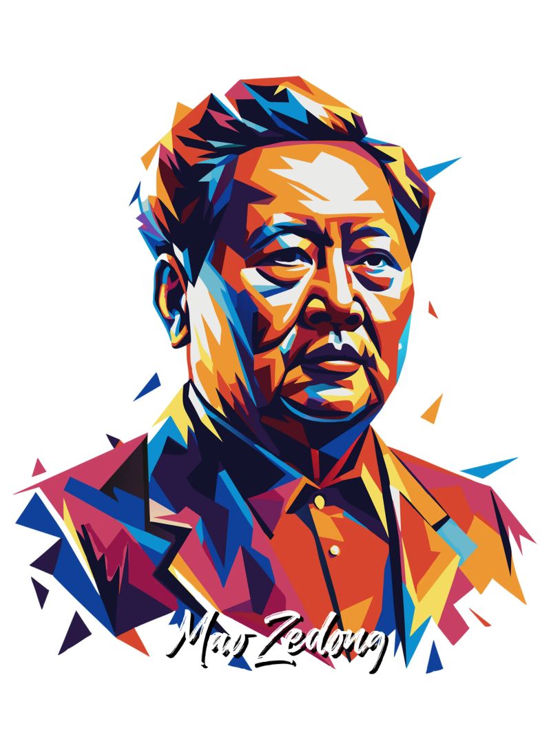 Mao Zedong in WPAP Pop Art pellicola backlit da vectorartnesia