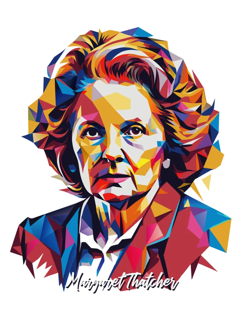 Margaret Thatcher WPAP Pop Art pellicola backlit da vectorartnesia