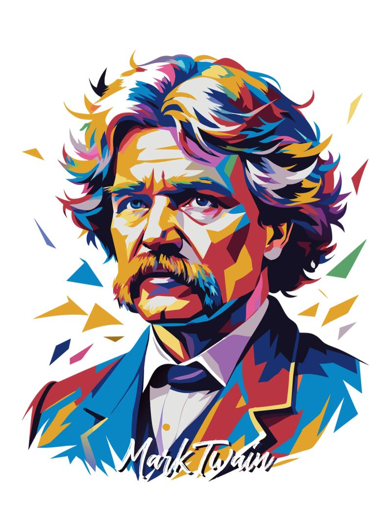 Mark Twain WPAP Pop Art pellicola backlit da vectorartnesia