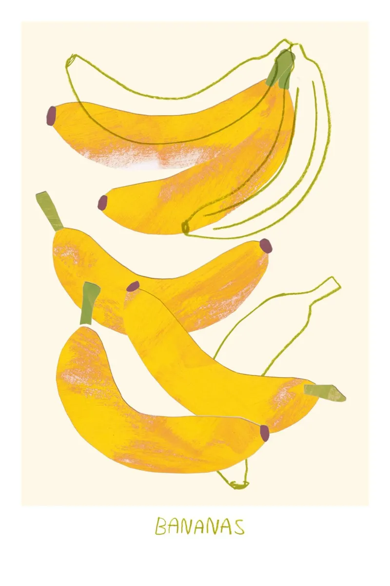 Bananas poster con telaio in legno da Farina Kuklinski