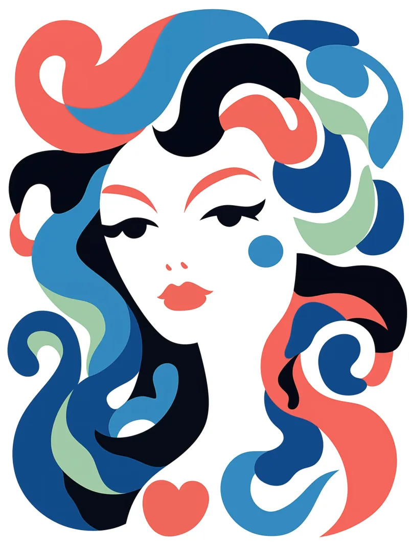 Portrait einer Seejungfrau | Pop-Art trifft auf Art Déco Hahnemühle von Autofocus