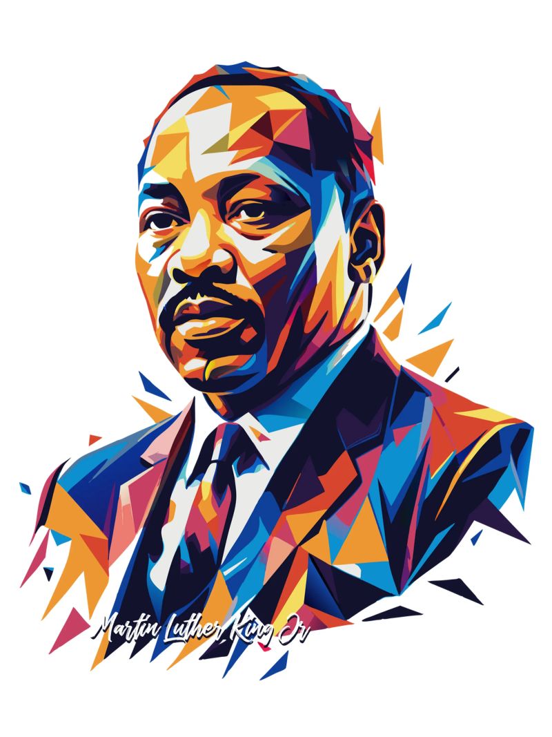 Martin Luther King Jr WPAP Pop Art pellicola backlit da vectorartnesia