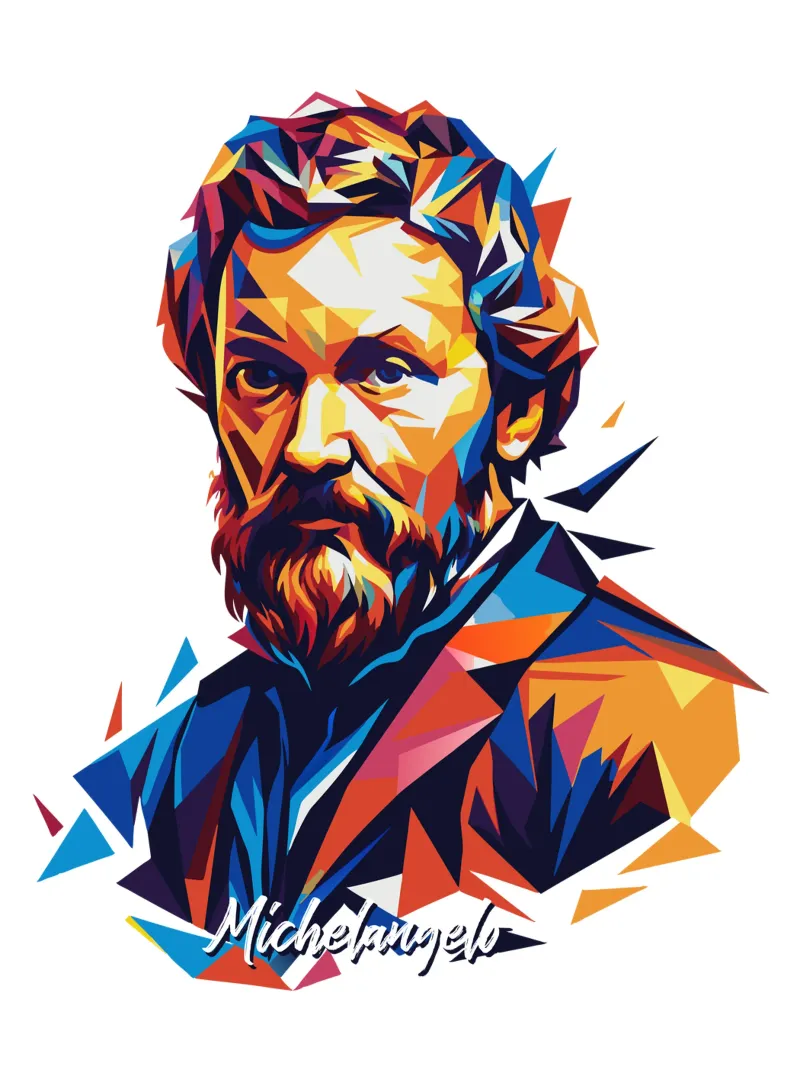 Michelangelo WPAP Pop Art pellicola backlit da vectorartnesia