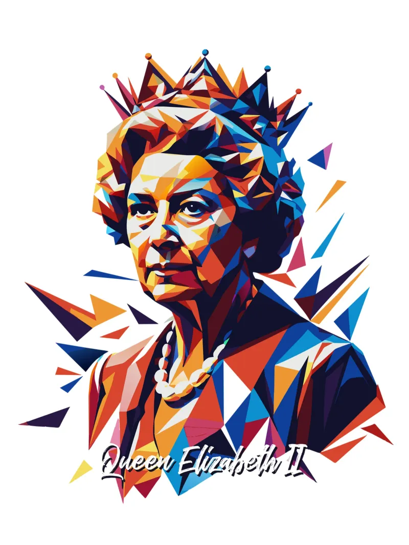 Queen Elizabeth II WPAP Pop Art pellicola backlit da vectorartnesia