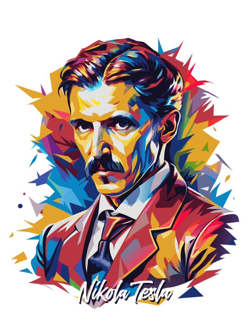 Nikola Tesla In WPAP Pop Art pellicola backlit da vectorartnesia