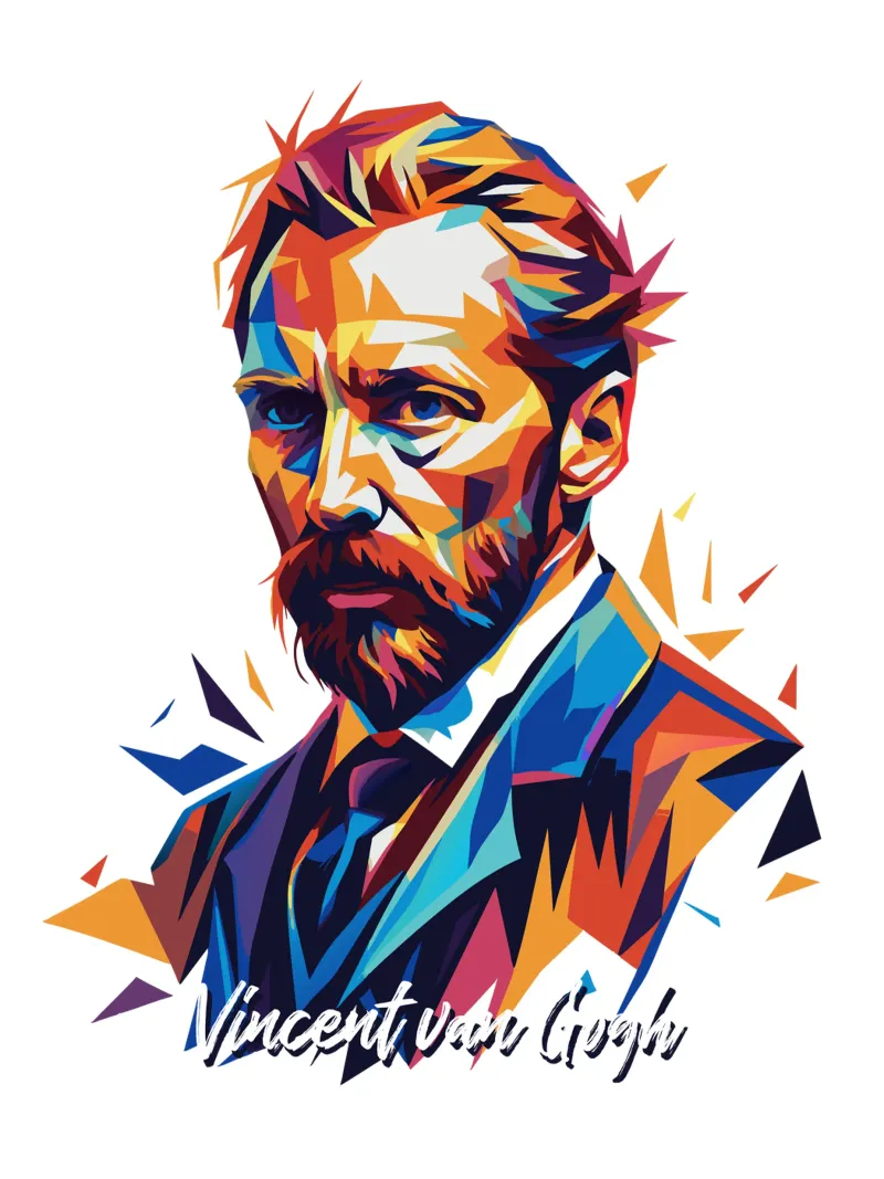 Vincent van Gogh WPAP Pop Art pellicola backlit da vectorartnesia
