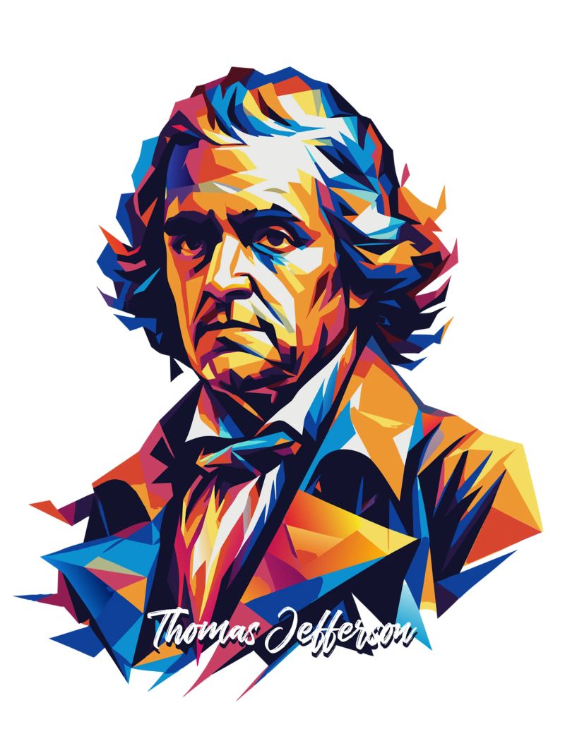 Thomas Jefferson WPAP Pop Art pellicola backlit da vectorartnesia