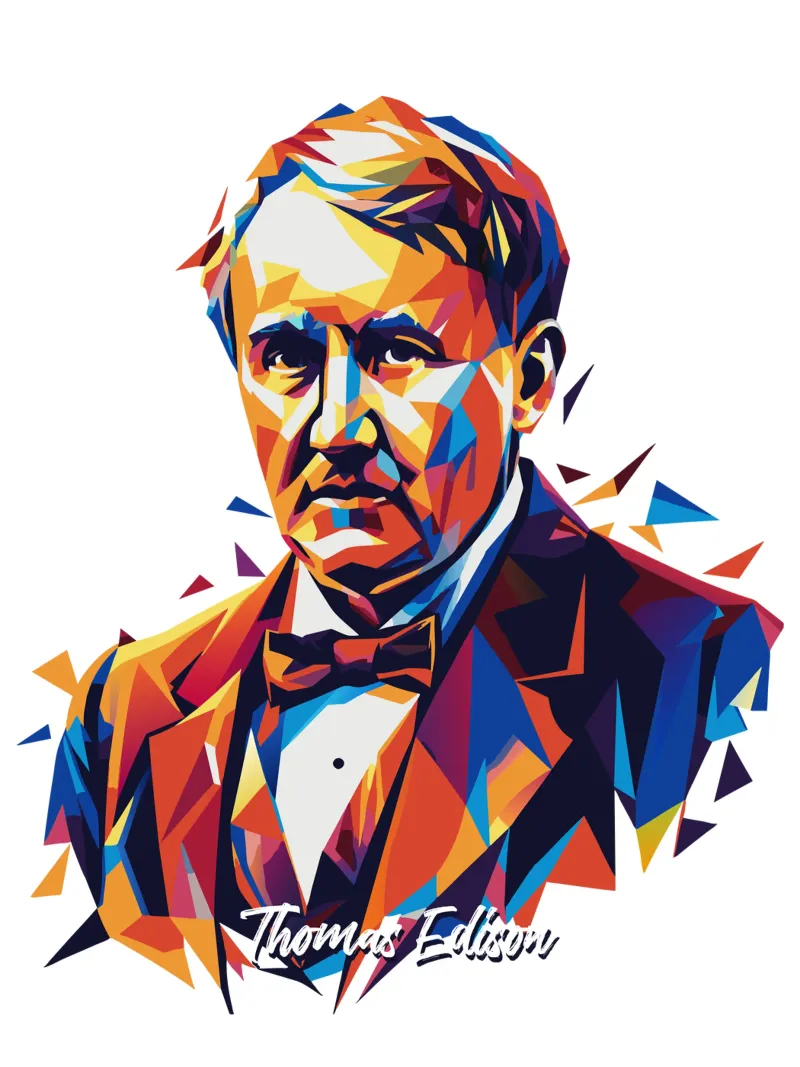 Thomas Edison WPAP Pop Art pellicola backlit da vectorartnesia