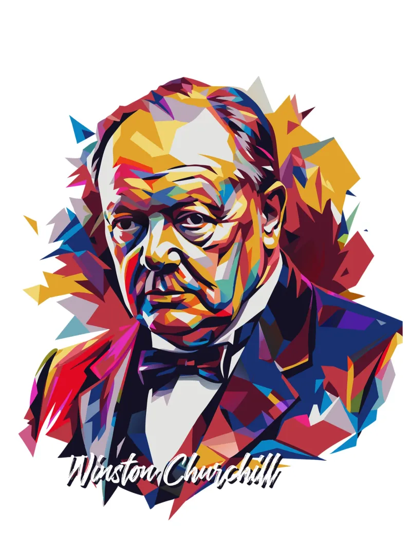 Winston Churchill WPAP Pop Art poster con telaio in plastica da vectorartnesia