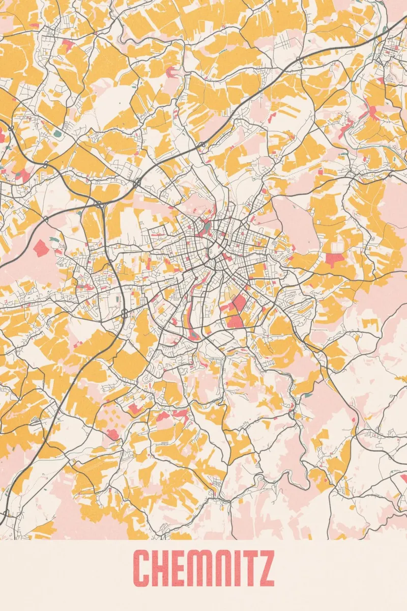 Mappa della città di Chemnitz - Stampa d'arte elegante | FineArt Print poster con telaio in plastica da MOOODZART