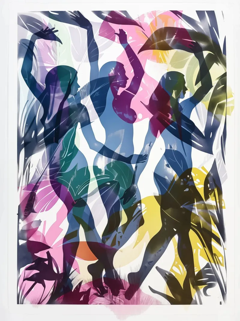 Drie naakte dansende vrouwen (Rites Of Spring) canvas met Baklijst van Autofocus
