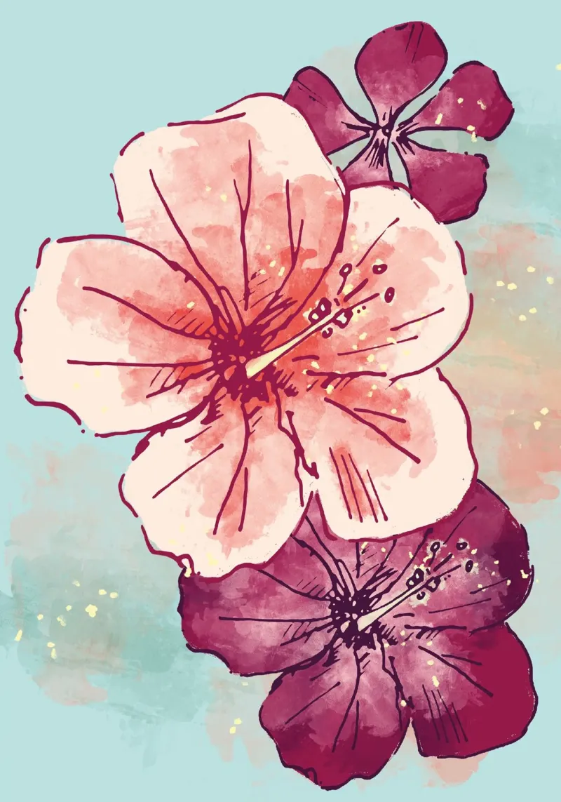Hibiscus flower for a tropical vibes, pastel poster with aluminum frame by janine.aigner.work
