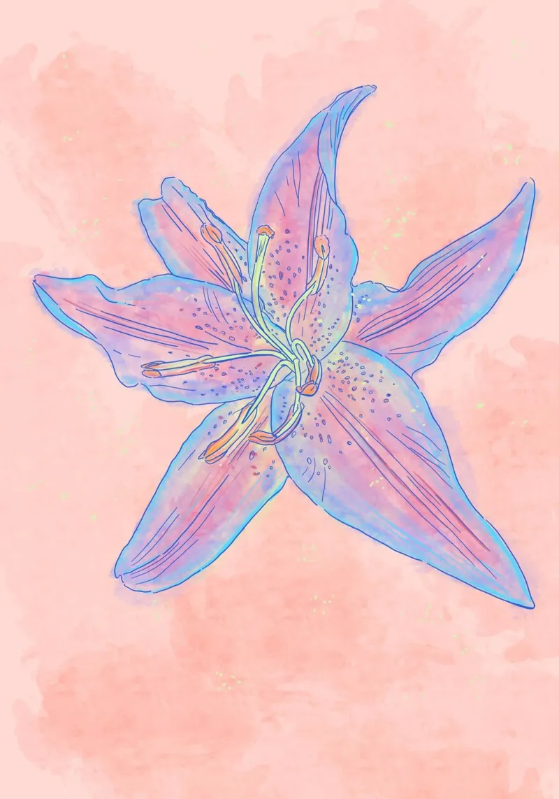 tropical psychedelic hibiscus flower poster avec cadre en bois de janine.aigner.work