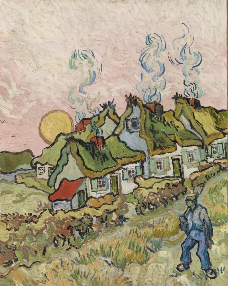 Vincent van Gogh - Case e figure, 1890 pellicola backlit da Timeless Artworks