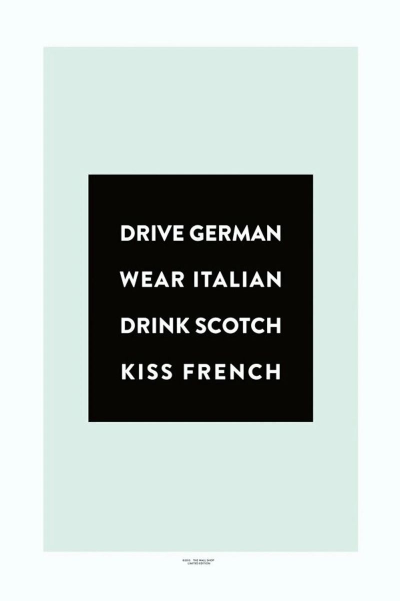 Drive, Wear, Drink, Kiss plexiglass da The Wall Shop