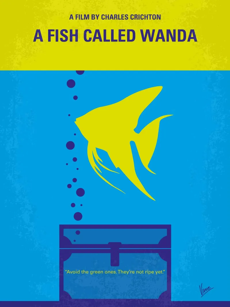 No389 My A Fish Called Wanda minimal movie poster carta hahnemühle da Chungkong