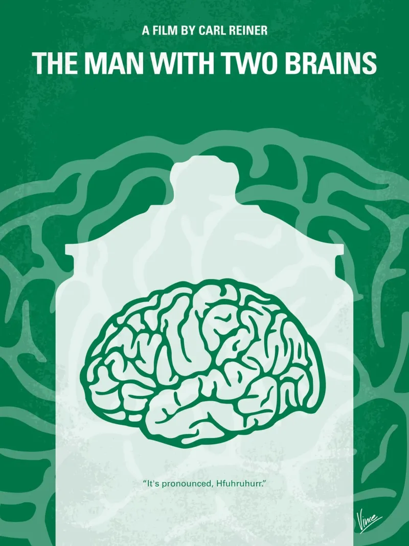 No390 My The Man With Two Brains minimal movie poster poster con telaio in legno da Chungkong