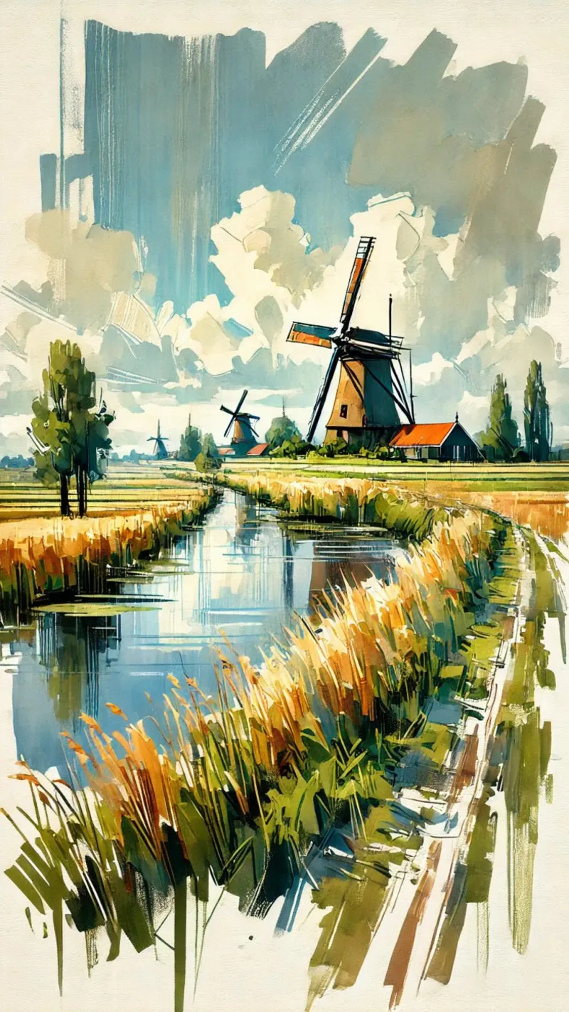Campagna olandese con mulini a vento plexiglass da Travel with Chris