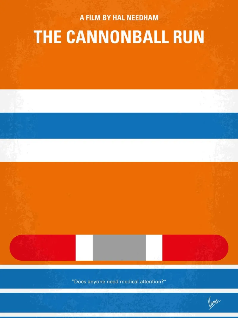 No411 My The Cannonball Run minimal movie poster alluminio dibond da Chungkong