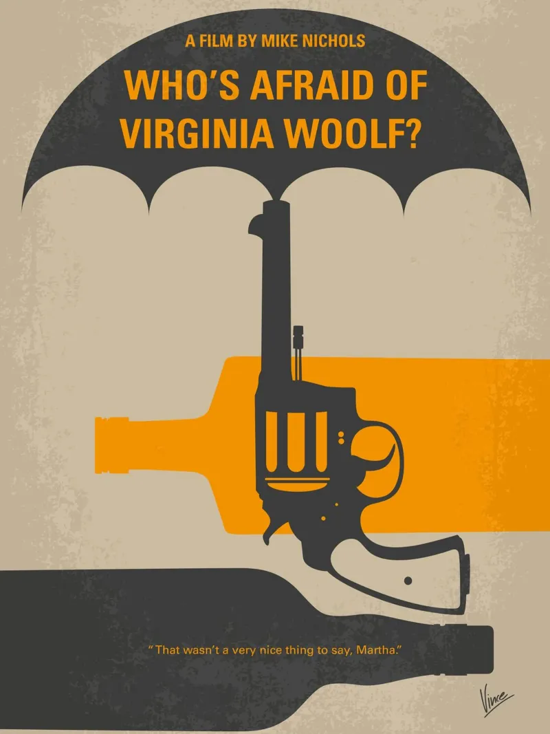 No426 My Whos Afraid of Virginia Woolf minimal movie poster carta hahnemühle da Chungkong