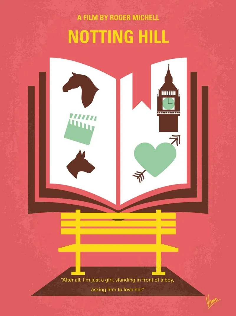 No434 My Notting Hill minimal movie poster poster with wooden frame by Chungkong