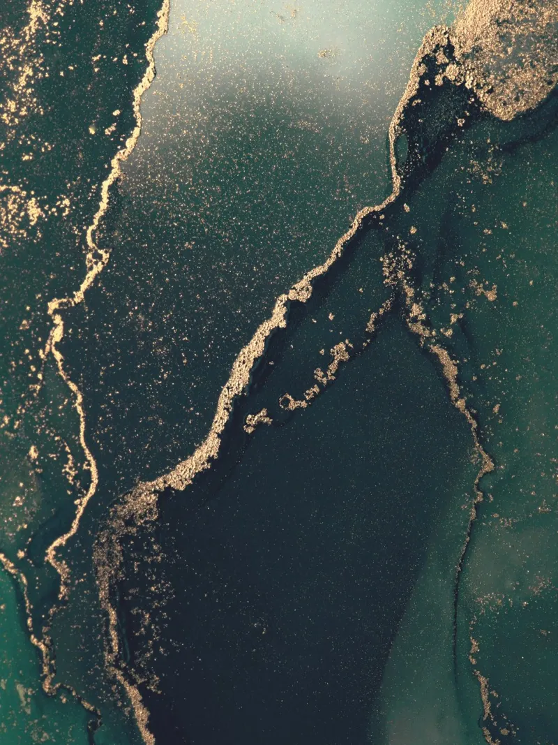 Abstract marble look - green and gold art hahnemühle by Whole©