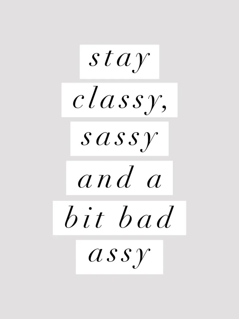 Stay Classy Sassy e un po' Bad Assy Typografie Design pellicola backlit da THE MOTIVATED TYPE