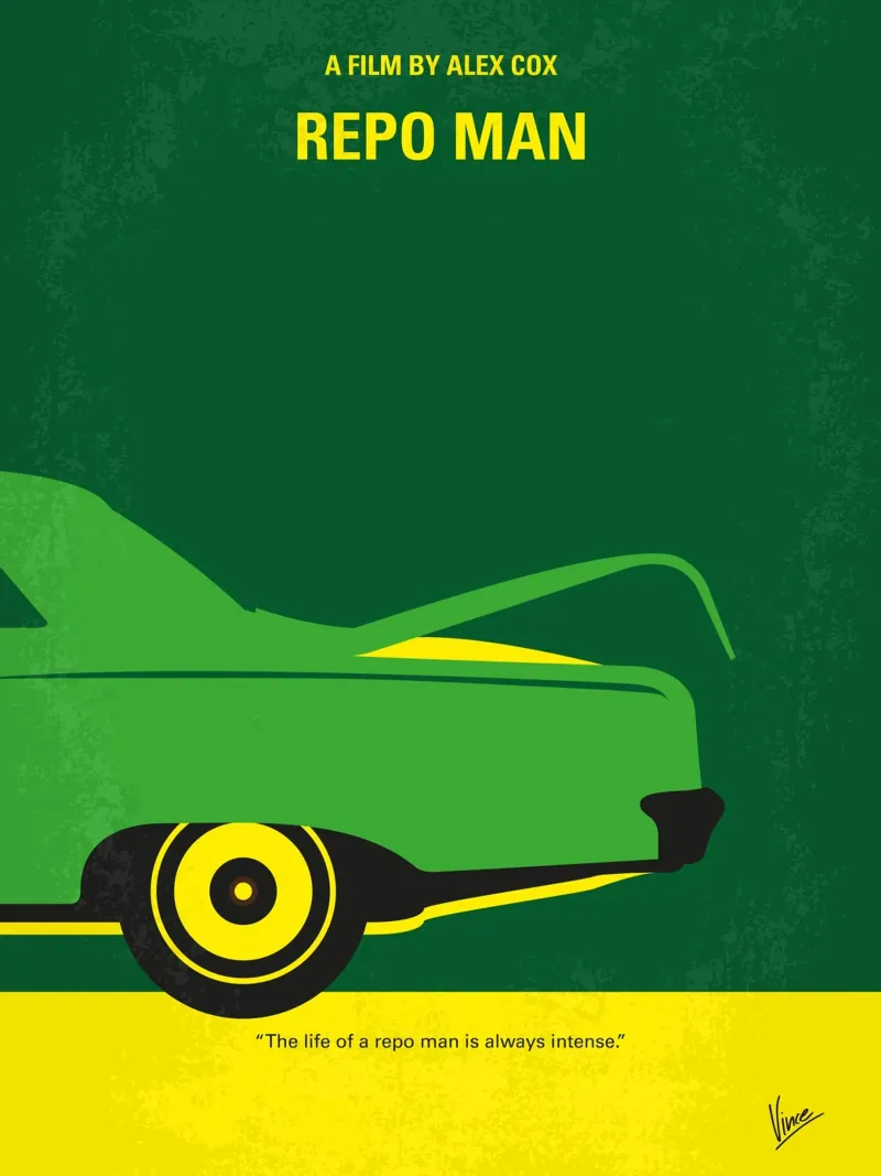 No478 My Repo Man minimal movie poster carta hahnemühle da Chungkong