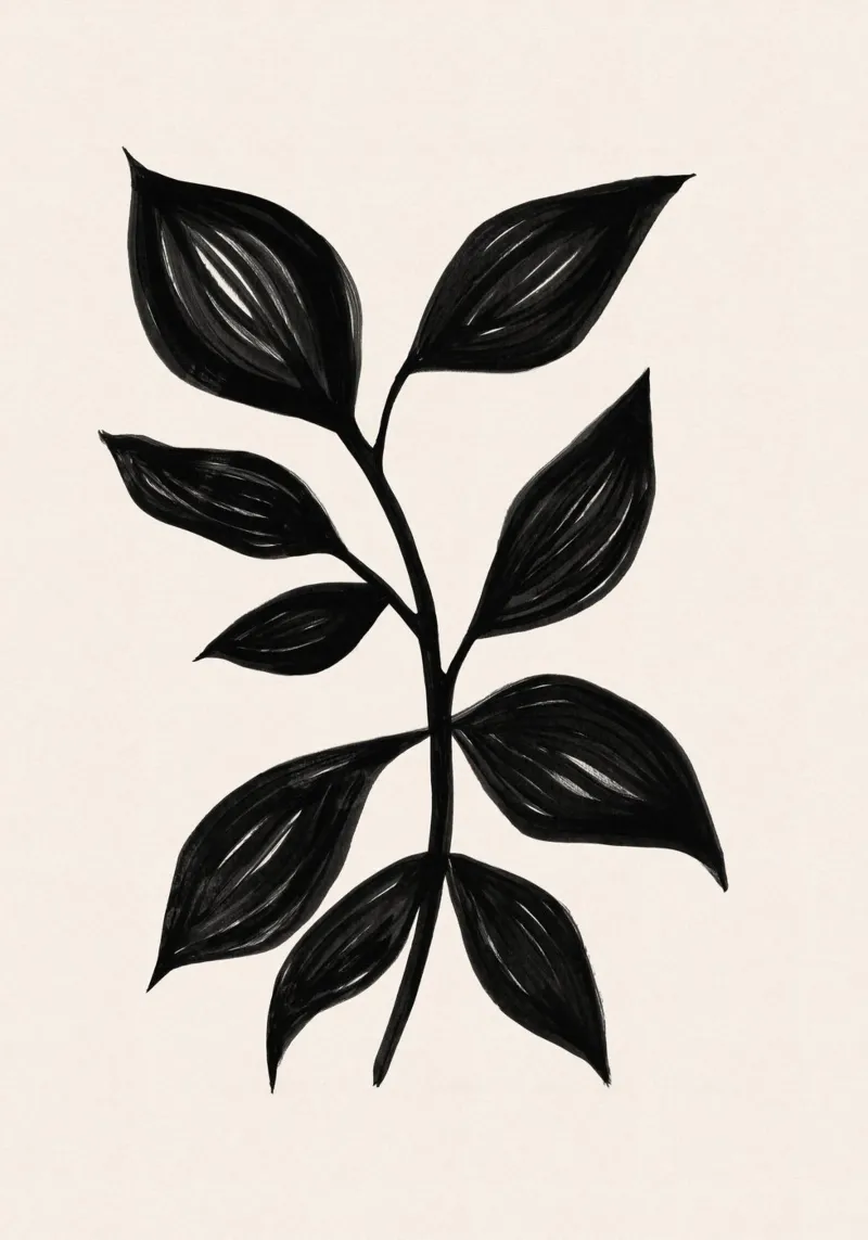 Stampa botanica nera minimalista - Studio di foglie 1 plexiglass da kookiepixel