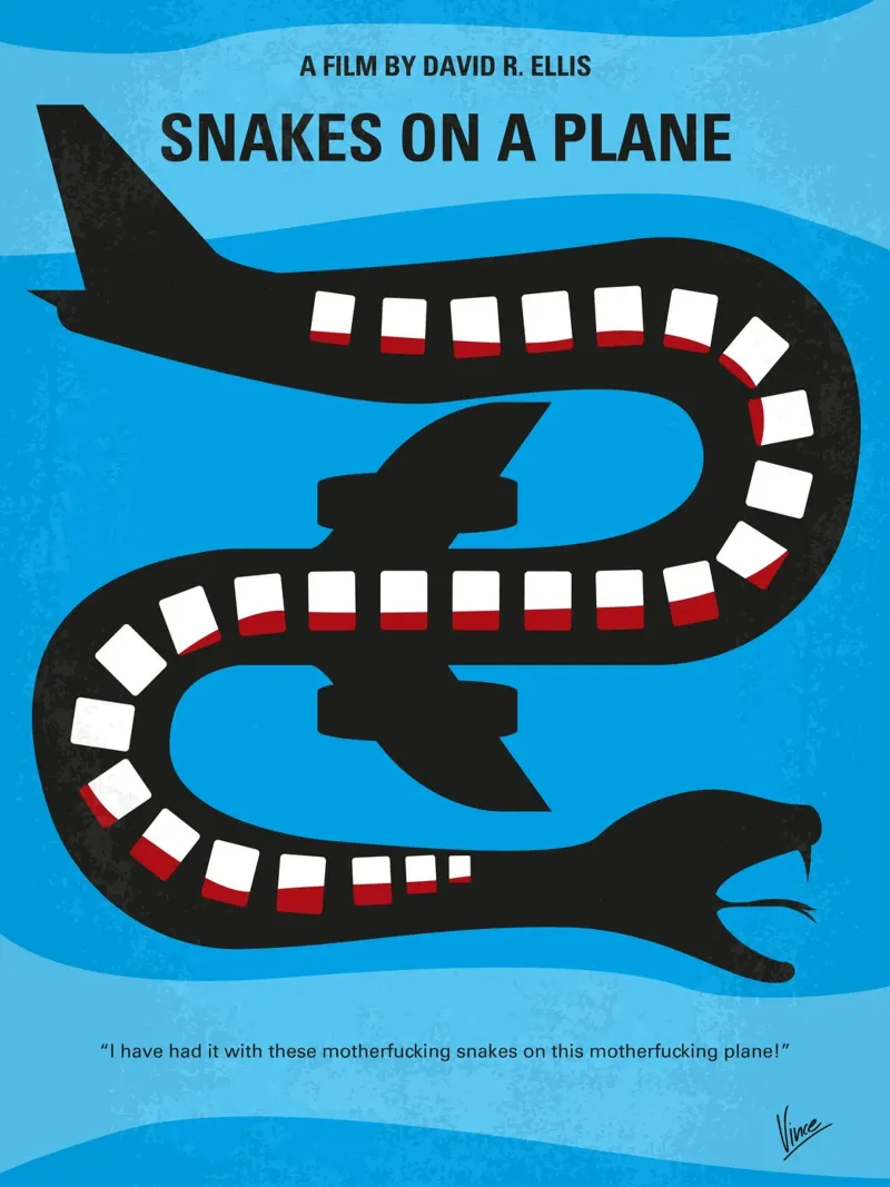 No501 My Snakes on a Plane minimal movie poster carta hahnemühle da Chungkong