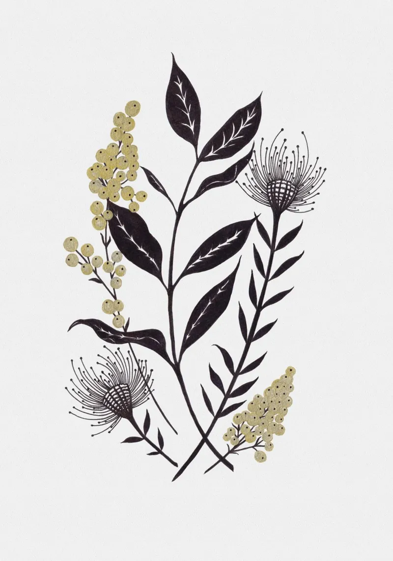 Botanica IV: Crescita selvatica poster con telaio in alluminio da kookiepixel