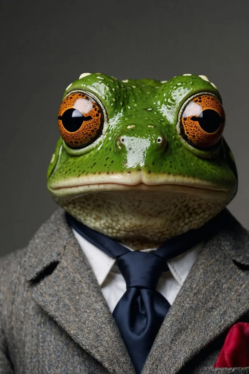 Mr. Finley Ribbit - Il ritratto della rana sofisticata carta hahnemühle da Beasts of Nobility