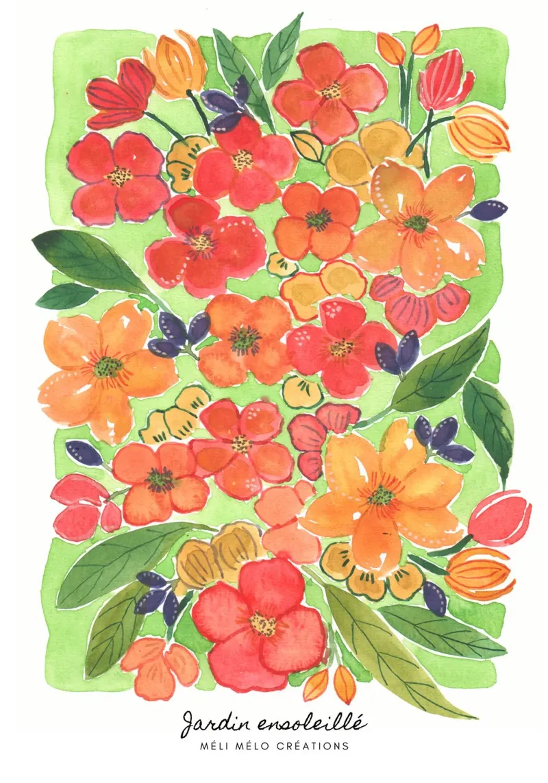 Jardin ensoleillé toile de melimelocreations