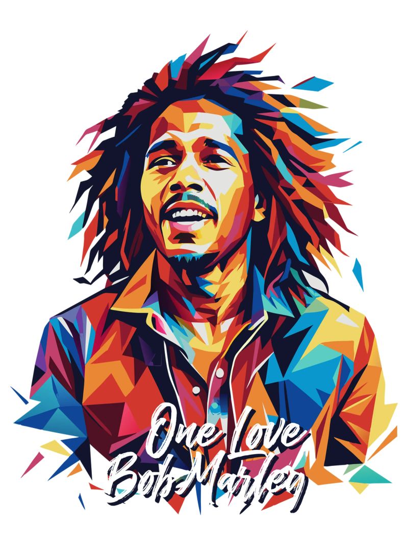 Bob Marley in WPAP Pop Art pellicola backlit da vectorartnesia