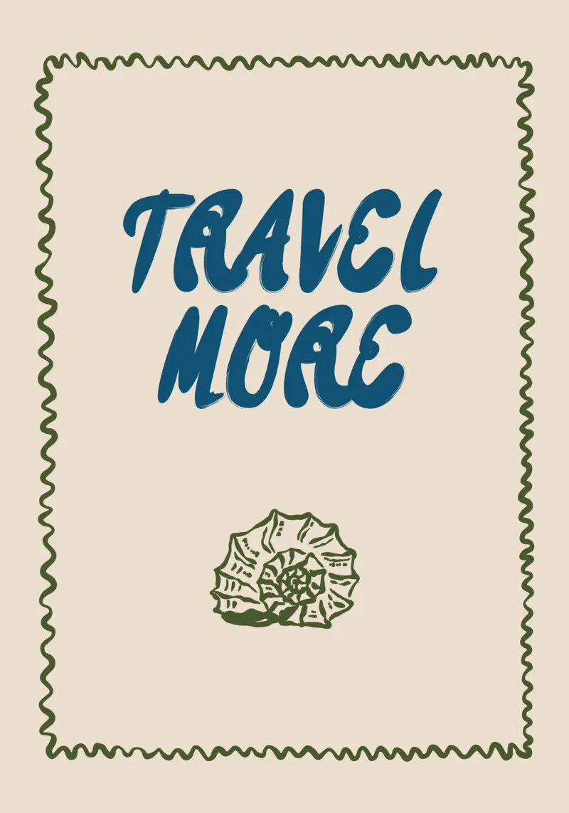 Boho Vacation 9 Travel More poster with wooden frame by Boho Print Collection