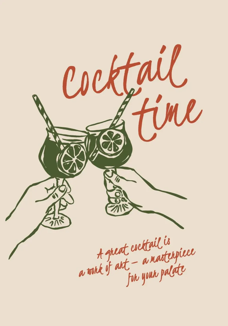 Boho Vacation 11 Cocktail Time poster con telaio in plastica da Boho Print Collection