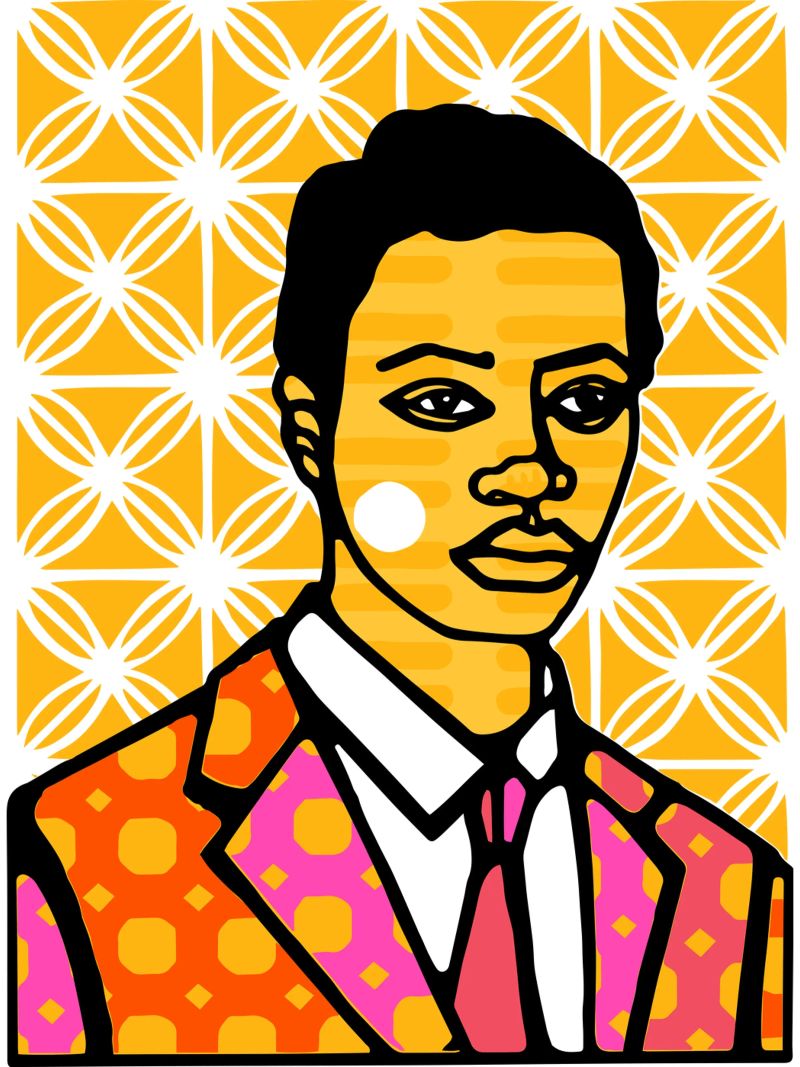 Geel poster van Portraits