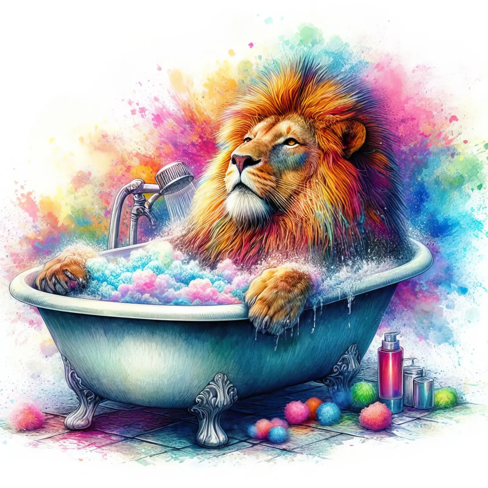 Un león en mi bañera metacrilato de 🎁 ARTVI-SHOP