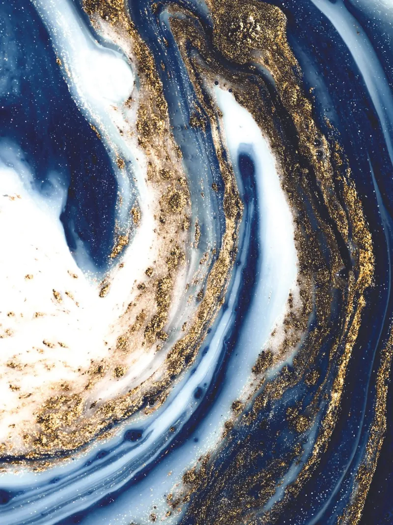 Abstract kunstwerk in blauw en goud canvas van Whole©