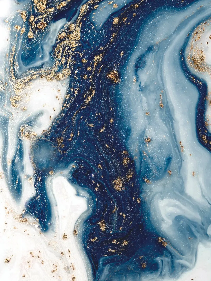 Mystiek blauw met goud - Abstracte marmer kunst canvas van Whole©