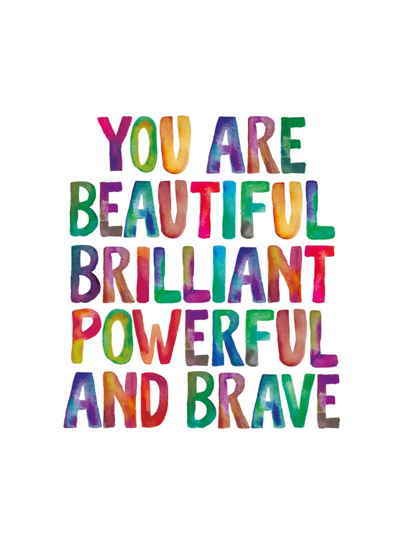 You Are Beautiful Brilliant Powerful Rainbow Typography canvas by THE MOTIVATED TYPE