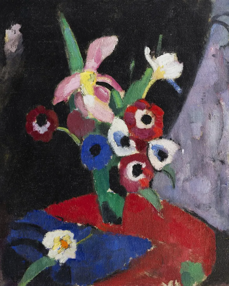 Hermann Stenner - Natura morta floreale su fondo nero II. 1913 poster con telaio in alluminio da ARTOTHEK
