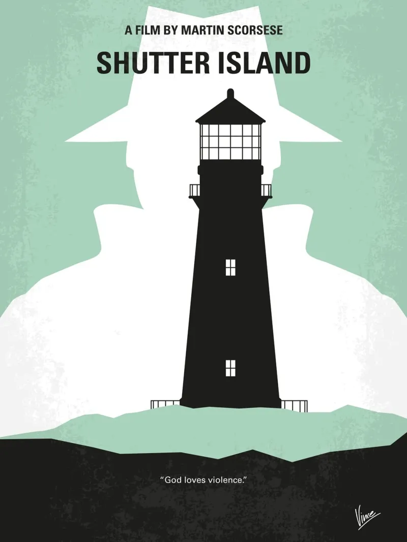 No513 My Shutter Island minimal movie poster alluminio dibond da Chungkong