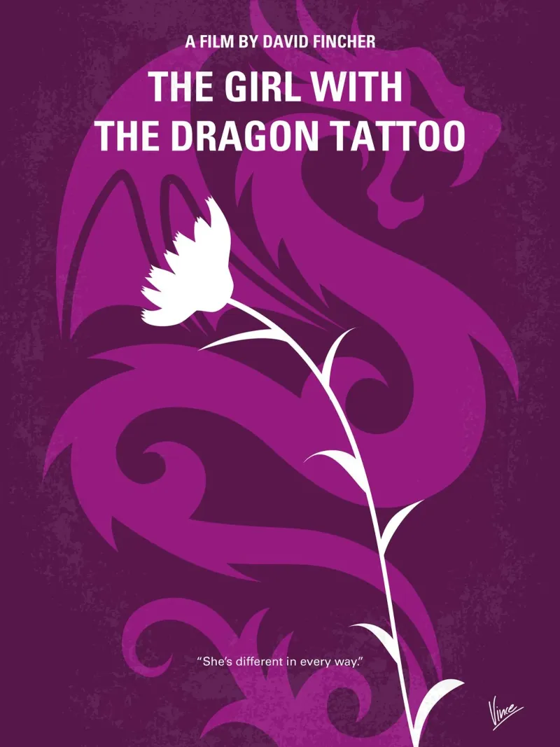 No528 My The Girl with the Dragon Tattoo minimal movie poste poster con telaio in legno da Chungkong