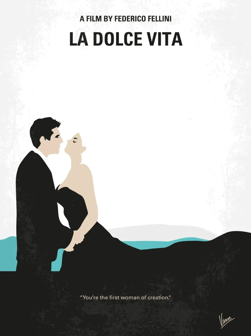 No529 My La dolce vita minimal movie poster carta hahnemühle da Chungkong